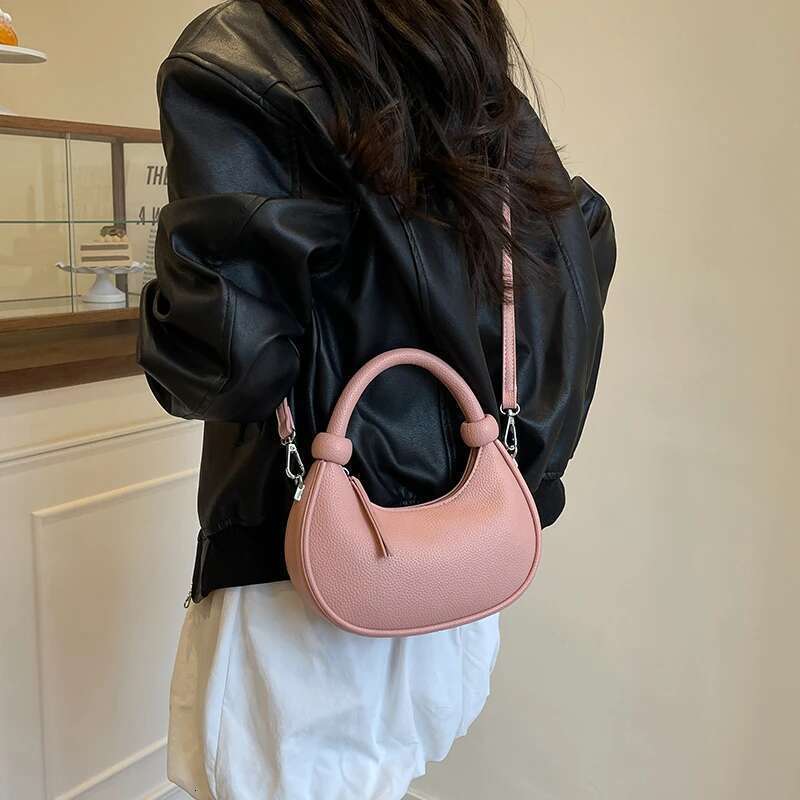 LEFTSIDE Small PU Leather Saddle Bags Lady Crossbody Shoulder Bag for Women 2025 Spring Y2K Trend Simple Handbags and Purses