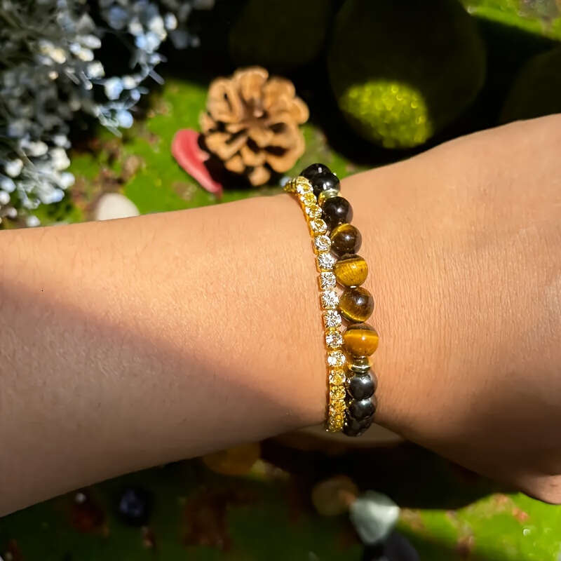 Temu Xiyin TK bracelet with tiger's eye, obsidian, lapis lazuli, chalcopyrite