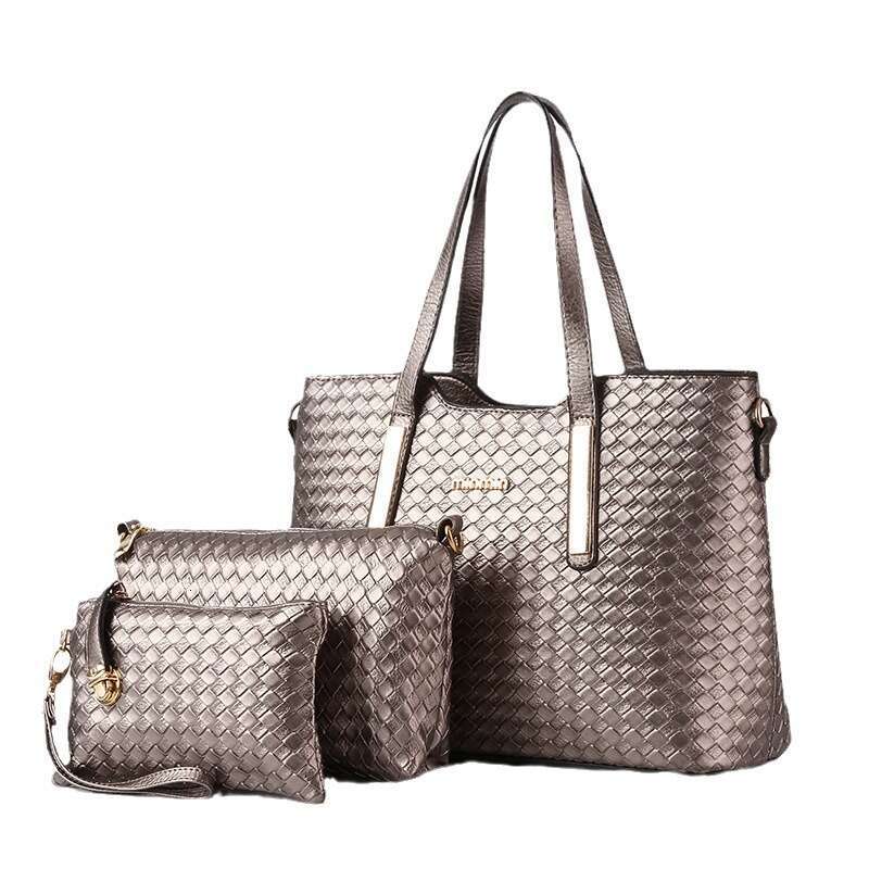 2024 New Trendy Women's Woven Pattern Mother and Child Bag Three Piece Set Crossbody Shoulder Handbag