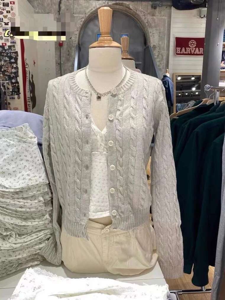 Twisted Flower Chic Cardigan Sweater Woman Round Neck Long Sleeve Single Breasted Cotton Outerwear Autumn Casual Loose Sweaters fashion clothing women