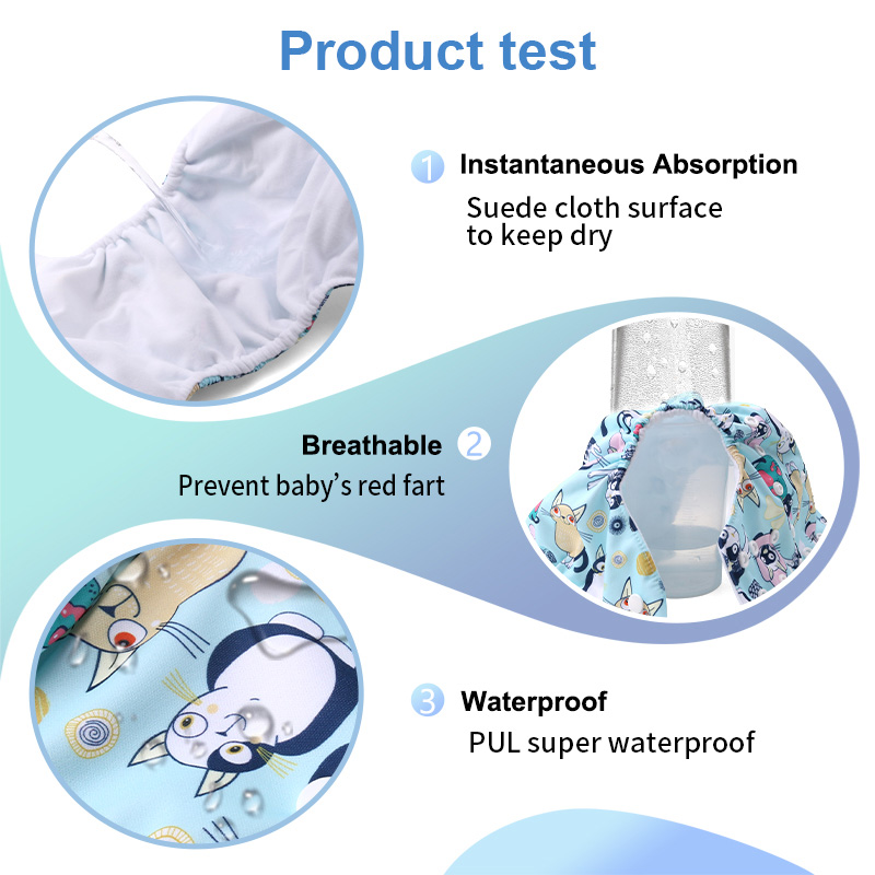 2025 Fashion Reusable Baby Pocket Cloth Diaper With Microfiber Insert 4 Sets One Size Fit All 3-15 KG Baby Nappies Washable Adjustable Size Quick Abso