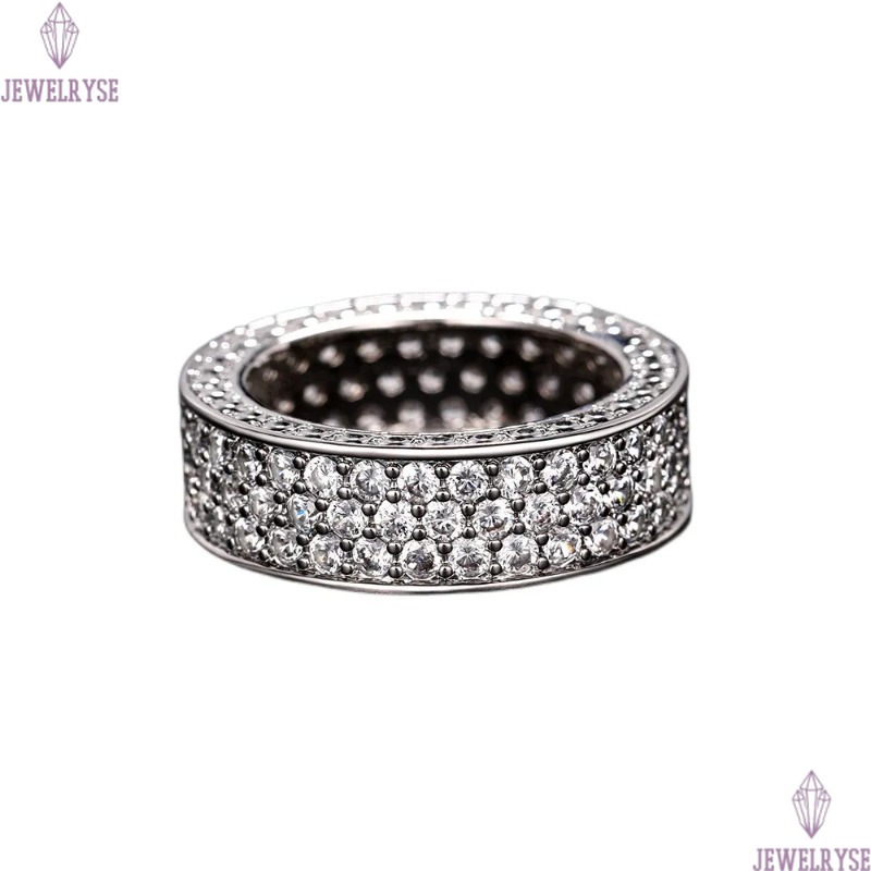 2023 Top Sell Wedding Rings Luxury Jewelry 925 Sterling Silver Fill Full Pave White 5A Cubic Zircon CZ Diamond Handmade Party Women Engagement Band Ri