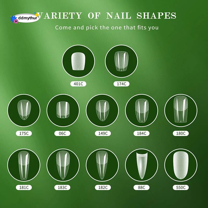 120pcs/bag Ballet False Nail Fully Transparent Acrylic Set Press on Nails Tips Mixed Size Faux Ongles Fantaisie ddmythur