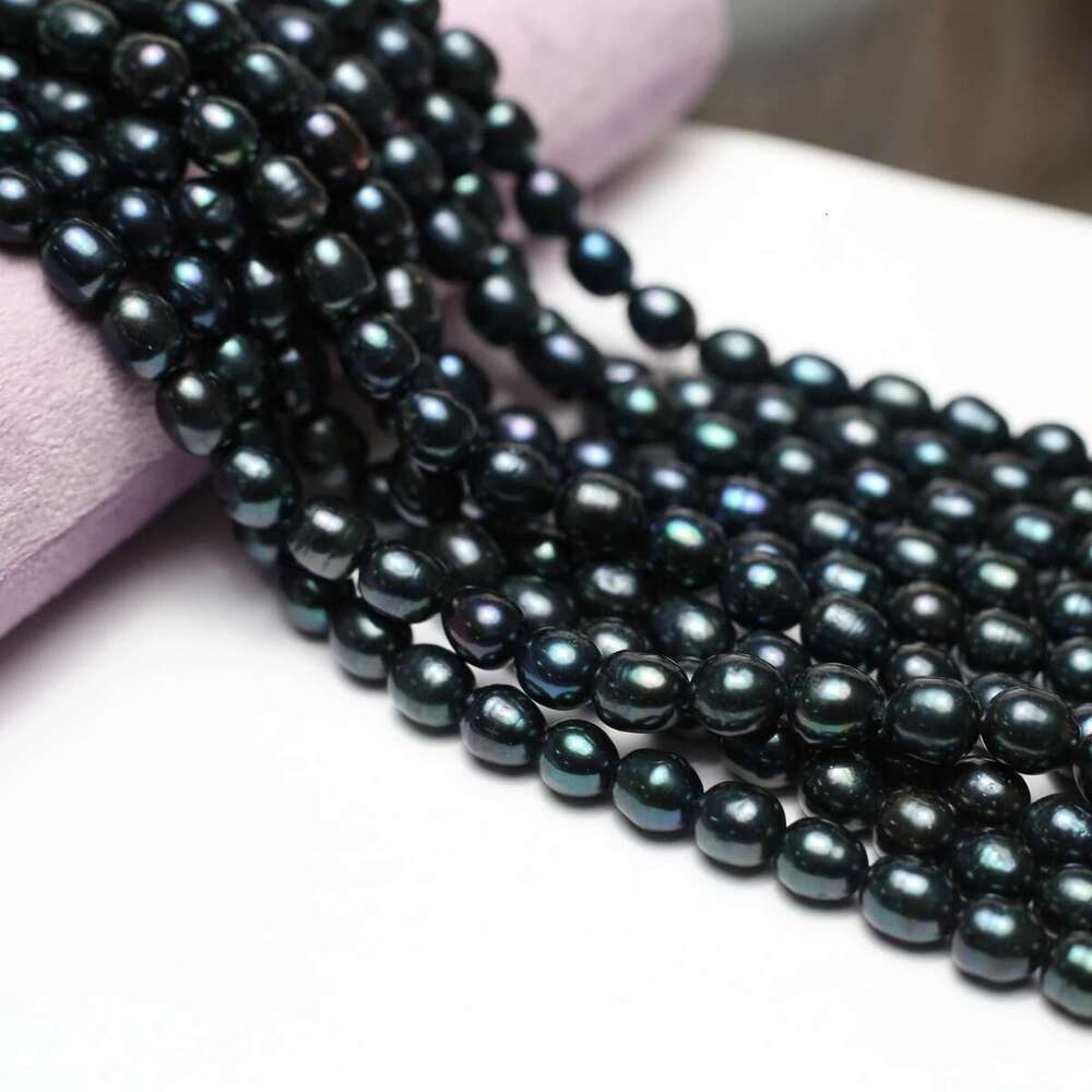 Grade A Black Rice Shape Loose Spacer Beads Natural Freshwater Pearls For Jewelry Making DIY Necklace Bracelet Accessories 36Cm