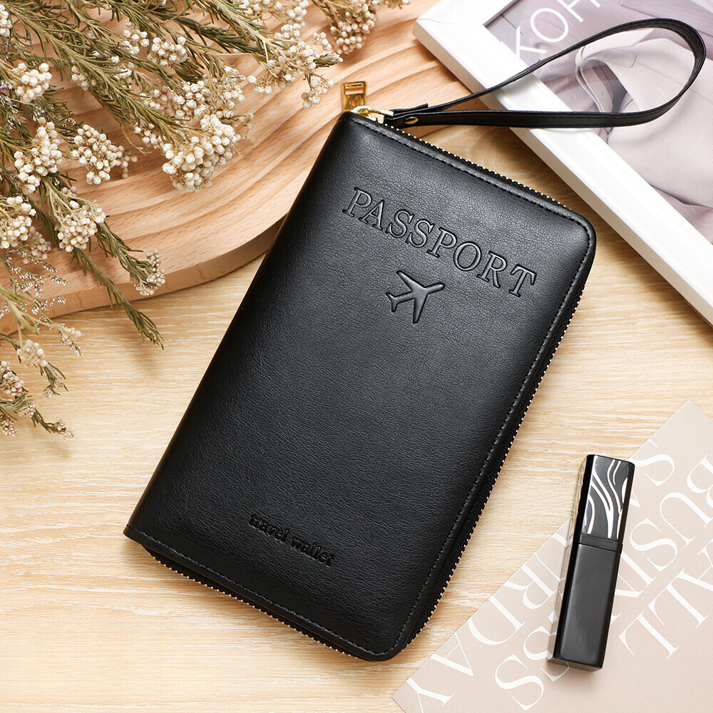 designer wallet RFID Long Clip Flight Ticket Storage Document Bag Multifunctional Travel Zipper Hand Held Passport Bag luxury wallet key pouch