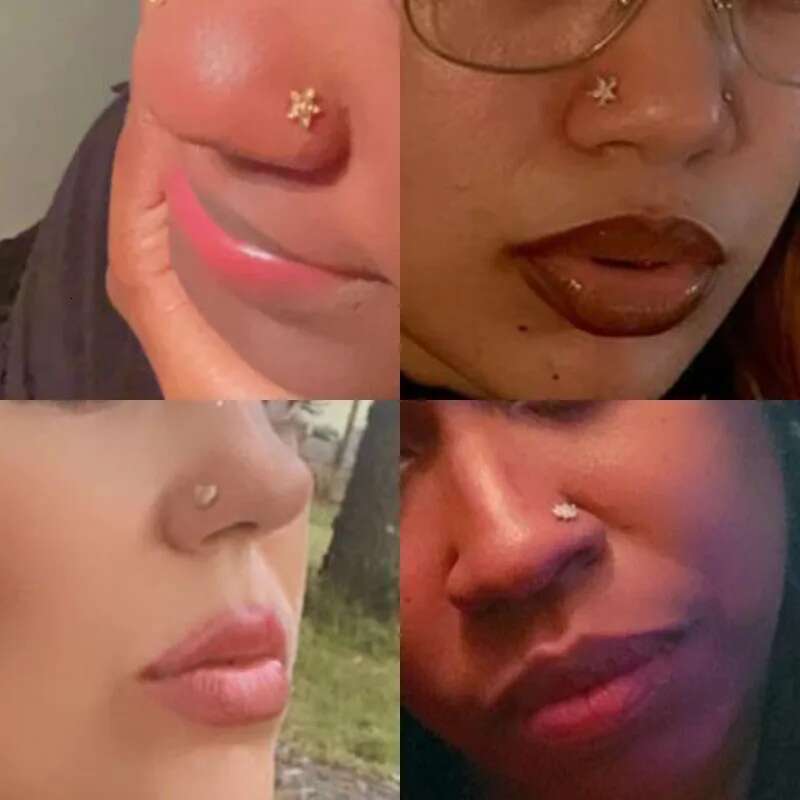 Stainless Steel Small Rings Zircon Flower Heart Nose Stud 20G Body Piercing Jewelry For Women Men Gift