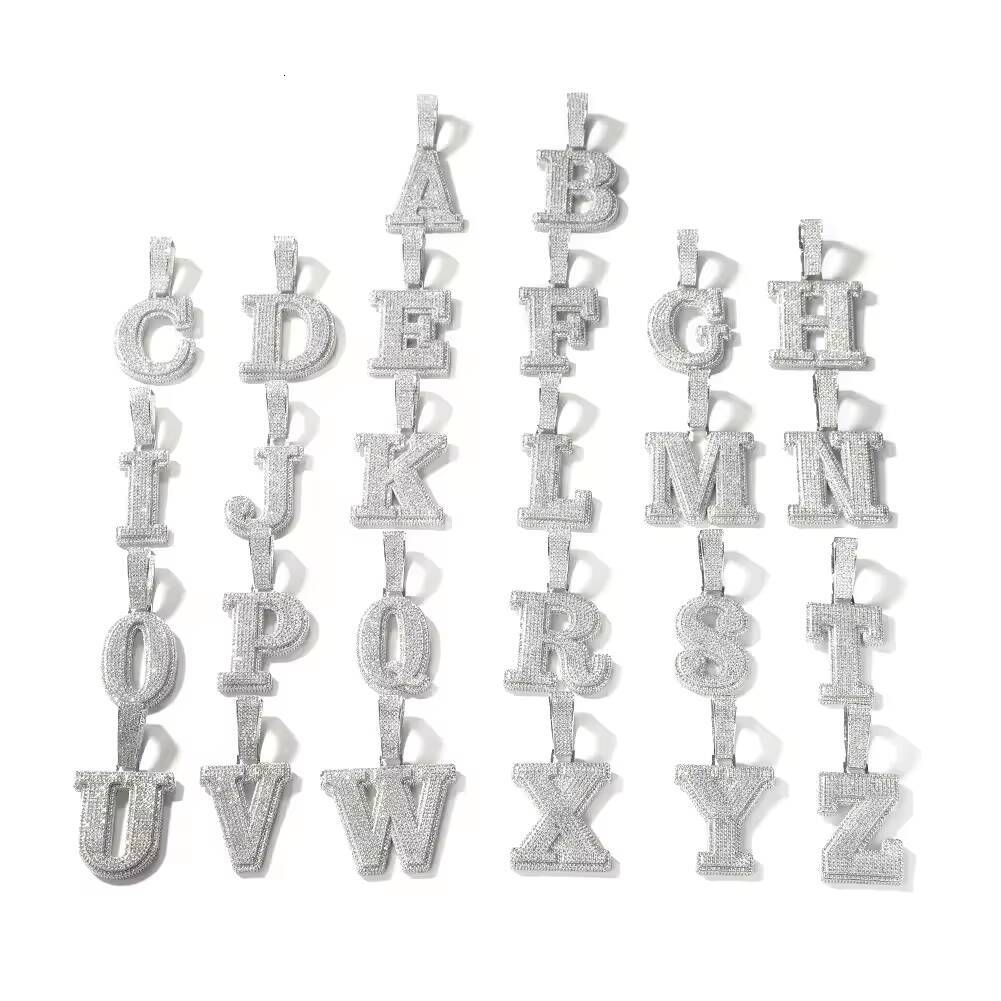 Luxury Hip Hop 925 Silver Moissanite Diamond Necklace Custom Iced Pendant Letter Cuban Link Chain with Pendants Charms