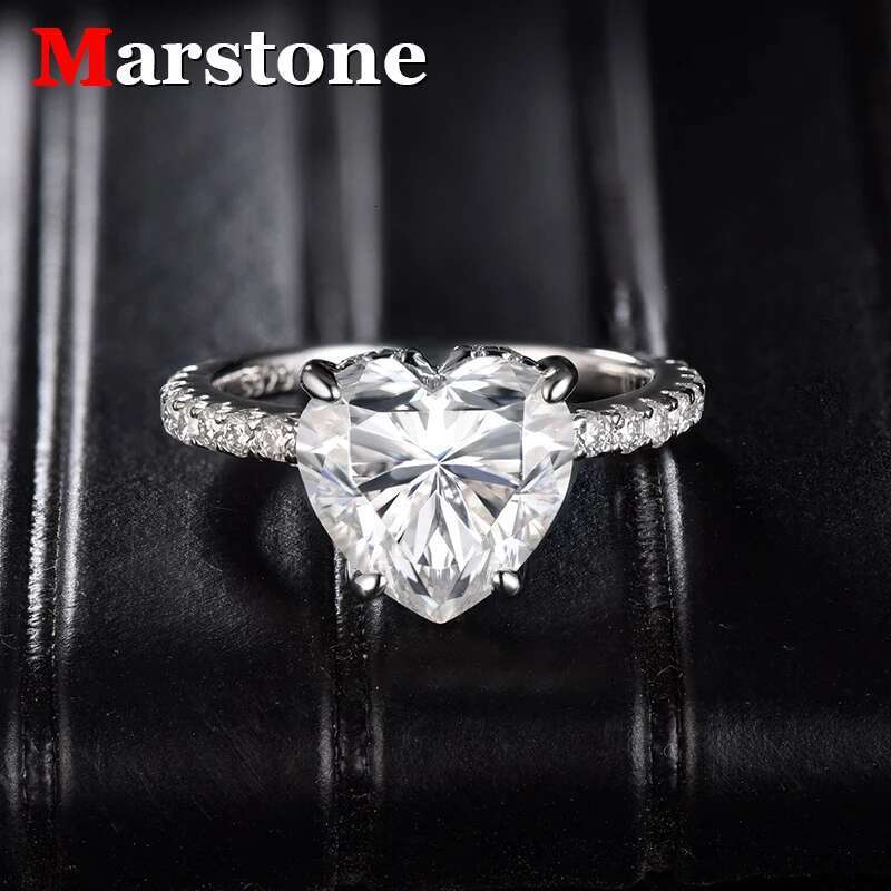 3.5CT Full Moissanite Diamond D Color VVS Ladys Heart Ring S925 Sliver Plated 18K Gold Fine Jewerly Wedding Rings for Women