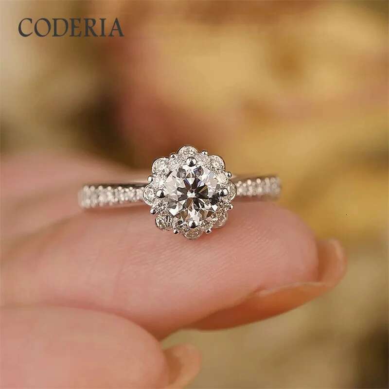 1 carat Moissanite Wedding Ring Round Diamond Cut Certified 925 Sterling Silver Engagement Ring for Women