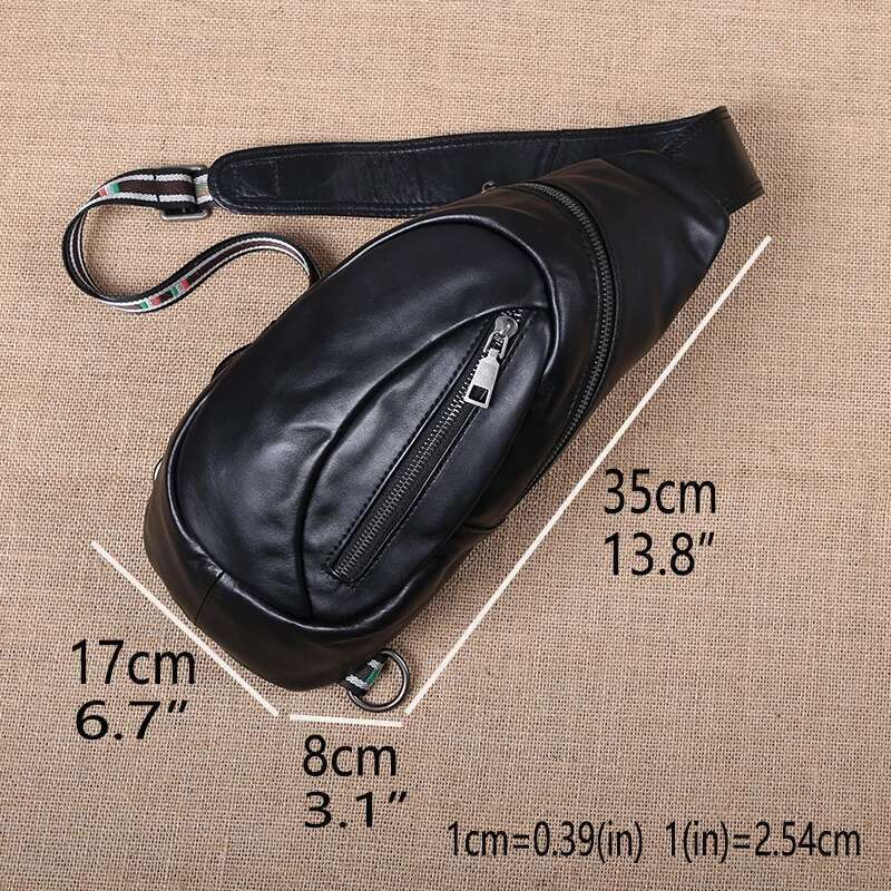 Leather Men's Chest New Fashion Single Shoulder Top Layer Cowhide Student Casual Trend Crossbody Bag
