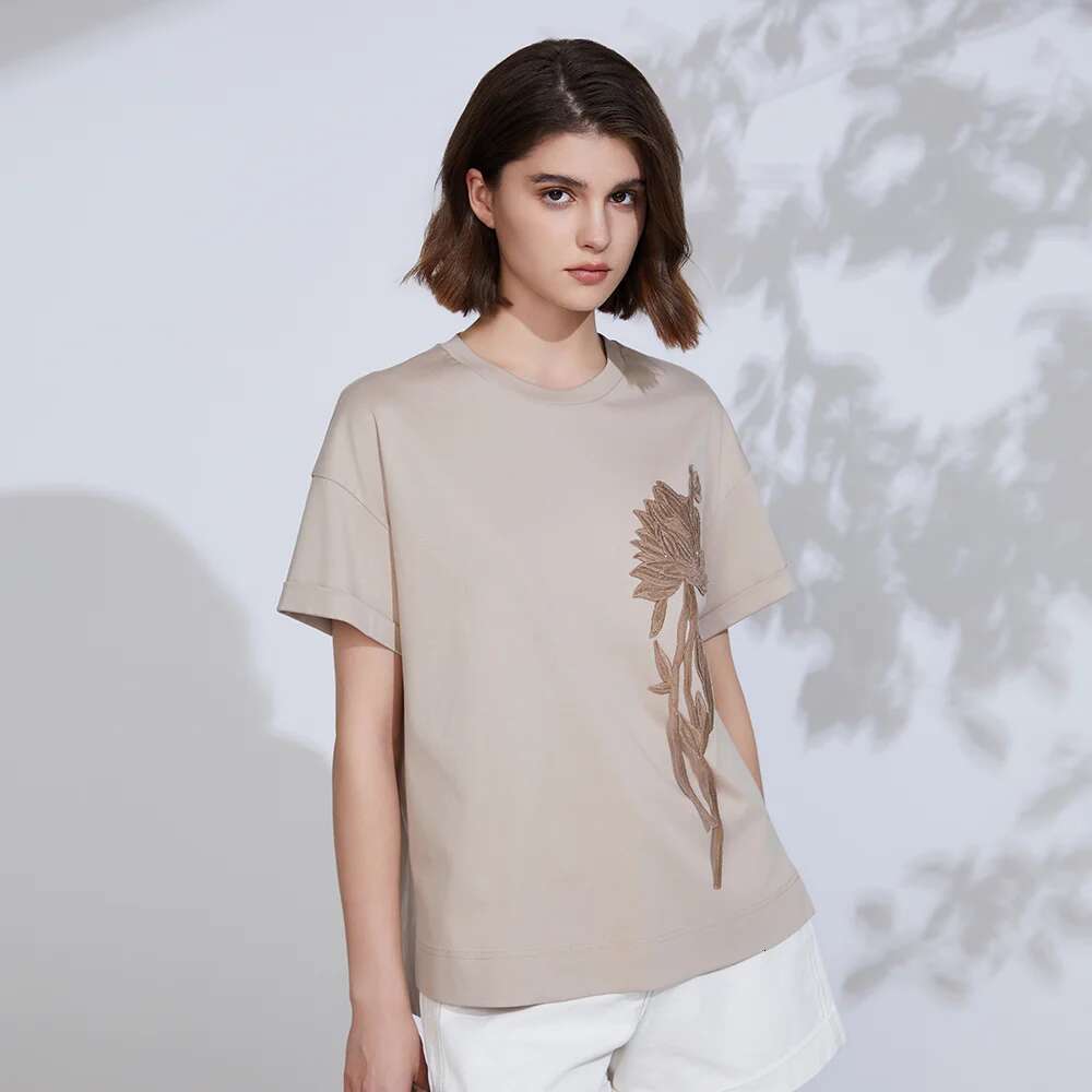 K2360w Casual Ladies Crop Top Tshirt Clothing Sequin Lyocell Women's Cotton T-Shirts T-Shirt Women
