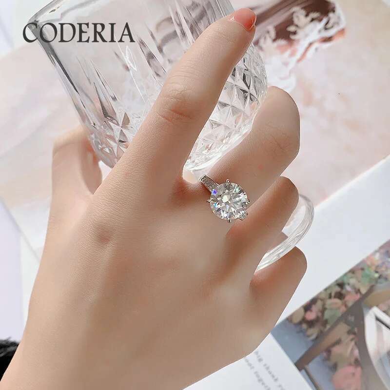 Authentic Moissanite 925 Sterling Silver Ring For Women 5CT Brilliant Diamond Finger Band Jewelry Gift With GRA Certificate