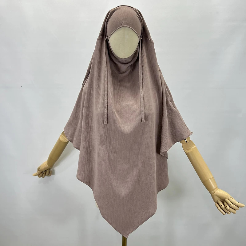 Khimar Two Layer Jazz Crepe Double Layers High Quality Muslim Modest Fashion Prayer Long Hijab Wholesale Islamic Clothing 250420