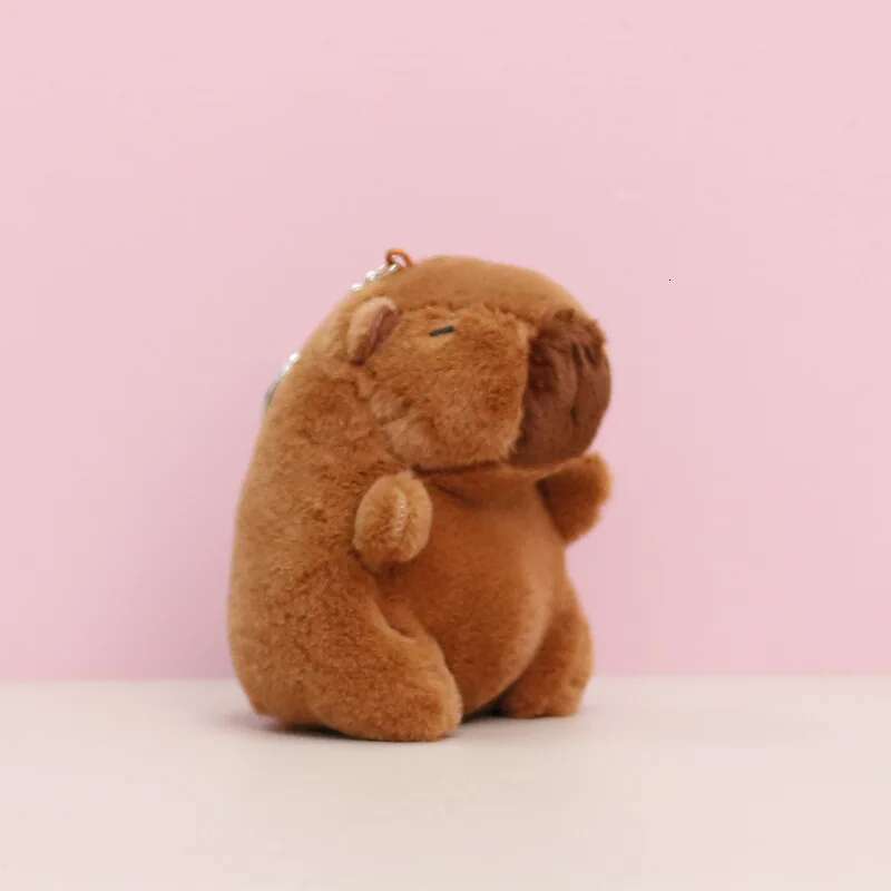 Strawberry Hat Capybara Plush Toy Turtle Backpack Capibara Stuffed Animals Papa Hand Circle Ring Key Chains Small Size Pendant