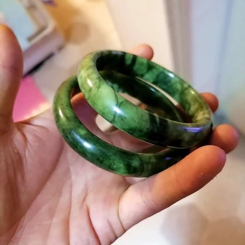 Natural Chinese Southern Jade Hand Carved Wide Band Bracelet Fashion Boutique Jewelry Men's And Women's Turquoise Bangle