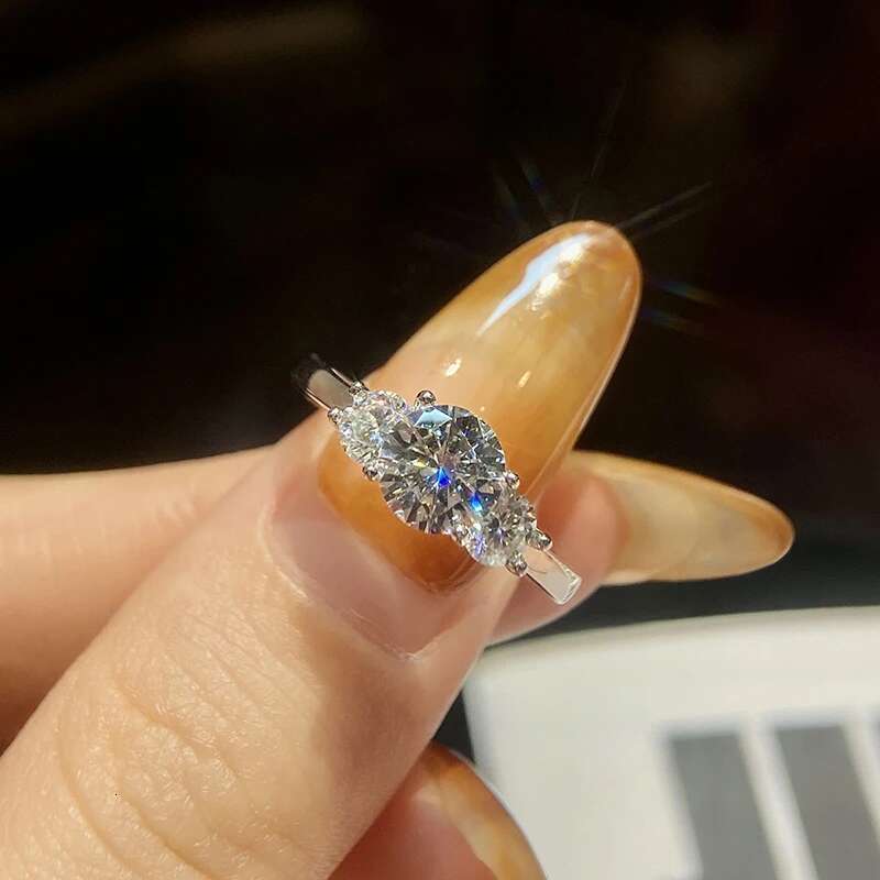 KNB 1CT Brilliant Certified Round Moissanite Diamond Wedding Rings For Women Real 925 Sterling Silver Gold Color Fine Jewelry