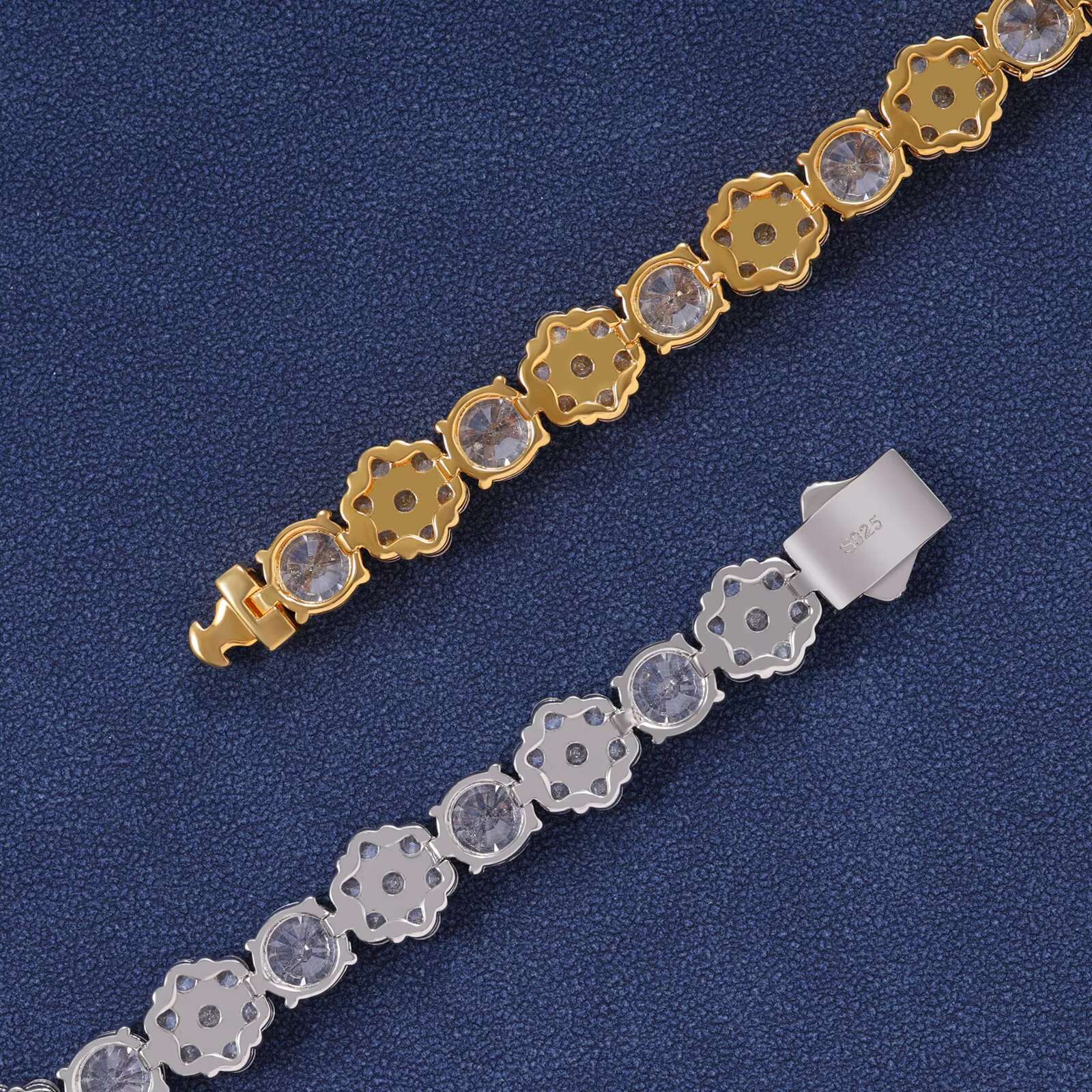 New Cluster Flower Design Bracelet 10mm Iced VVS D Moissanite Diamond Waterproof Tennis Chain Gold 925 Silver Men Womens Hip
