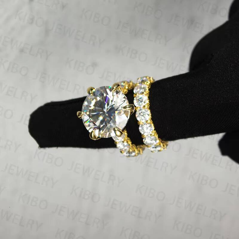Gold Plated 925 Silver Fine Jewelry Rings VVS Moissanite Diamond Engagement Rings for Women Wedding Ring