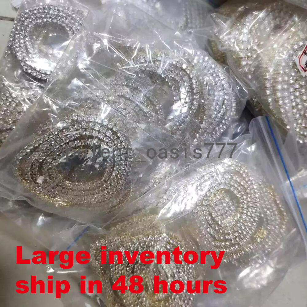 Wholesale Hip Hop Jewelry Fashion Iced Out 18K Gold Silver Plated Brass moissanite Diamond Tennis Chain moissanite Necklace for Men Women