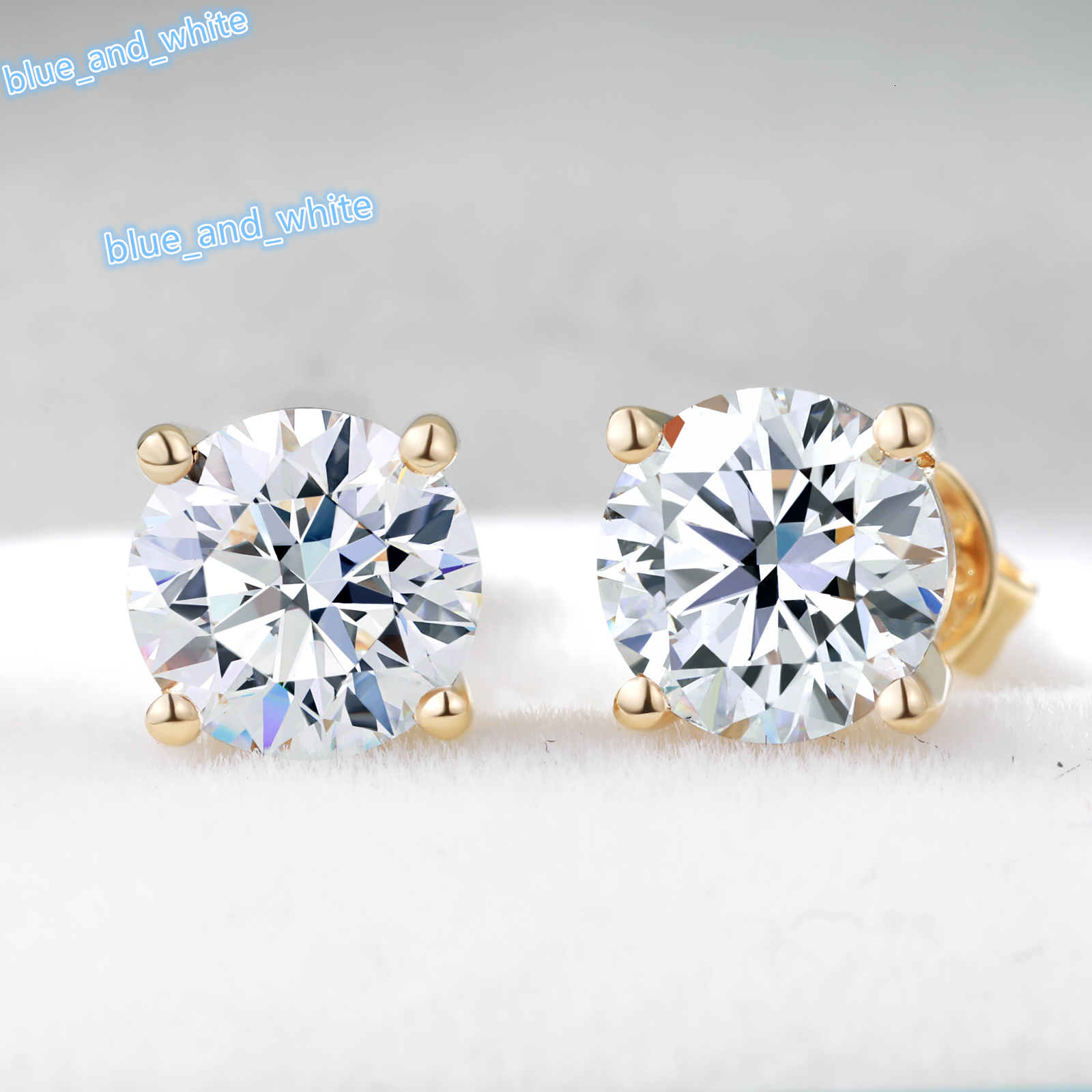 USA Warehouse Wholesale Jewelry Classic 18K Gold Plated 925 Sterling Silver VVS Moissanite Diamond Stud Earrings Men Women