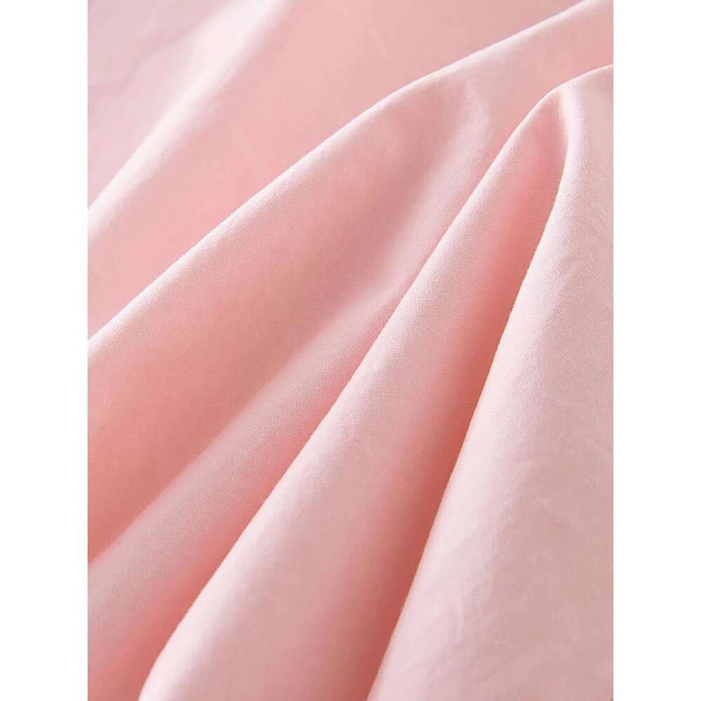 DUSHU 100% Cotton Women Pink Blouse Tops Fake Two Design Polo Neck Long Sleeve Top 2025 Spring Casual Shirt 25Ds81122