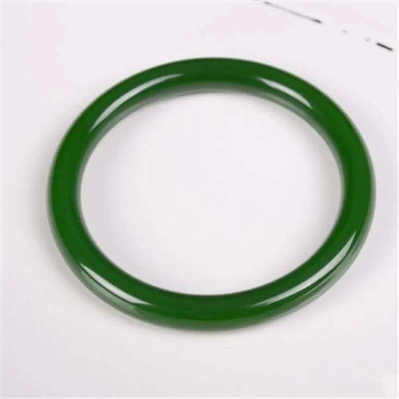 Natural Chinese Green Jasper Hand-Carved Fashion Jewelry Spinach Thin Round Nephrite Jade Bracelet For Girls And Mother
