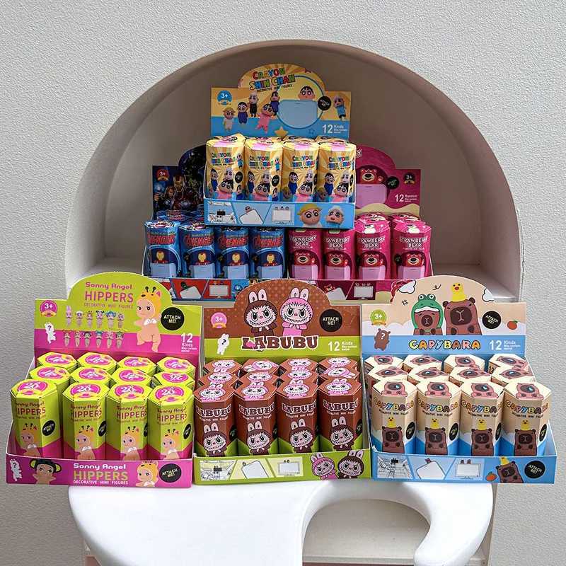 12 piece blind box Hippers Angel Labubu sticker car desktop decoration mini character doll mystery box surprise toy wholesaleT250430
