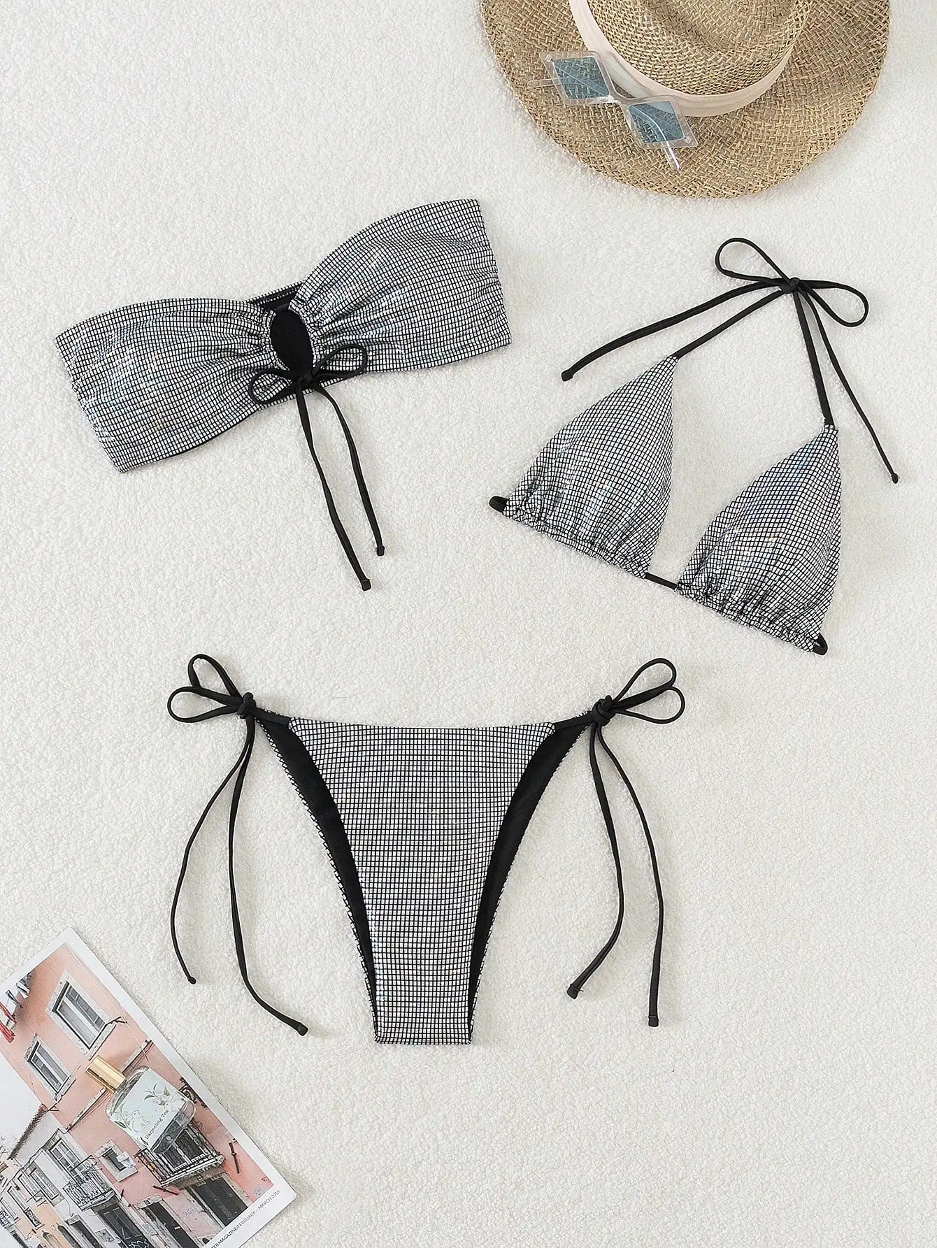 summer bikini three-piece swimsuit is a tiny and sexy seaside slightly drunk and sensual swimsuit 250428