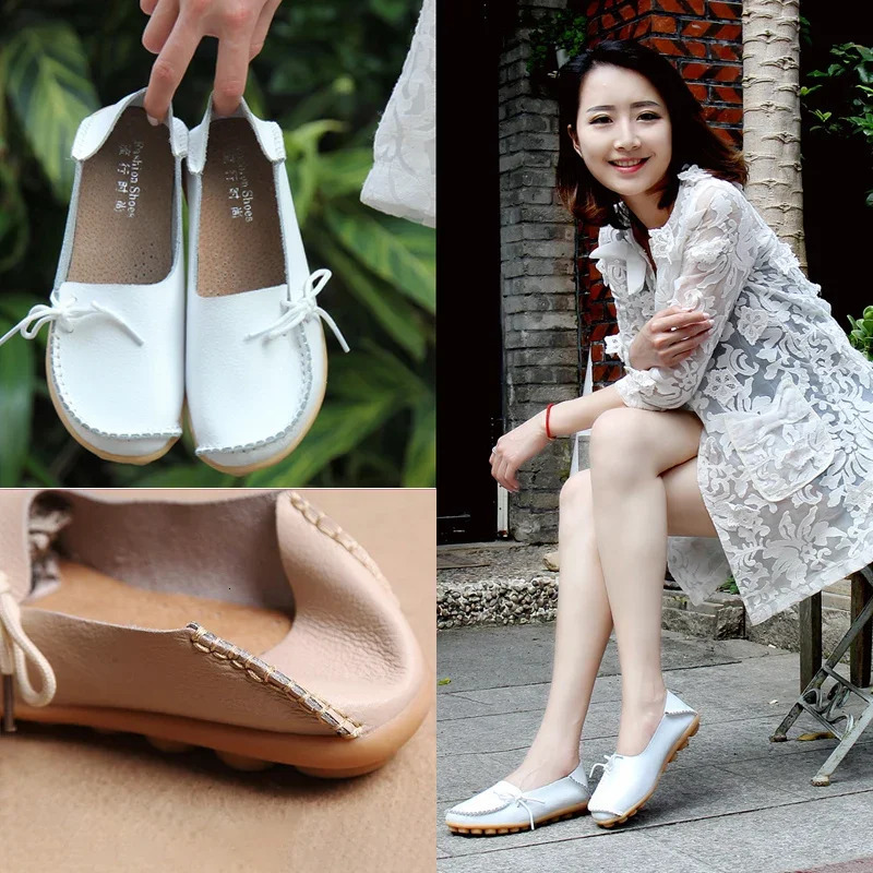Shoes for Women Moccasins Flats Woman Loafers Genuine Leather Female Shoes Slip On Ballet Nurse Womens Shoes Plus Size 2024 250421