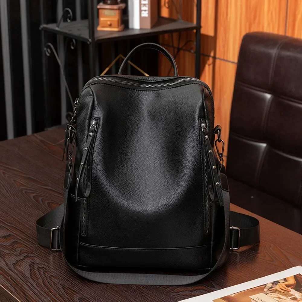 Genuine Leather Brand Backpack For Women New Fashion Travel Bagpack High Quality School Bags Casual Lides Shoulder Bag Sac
