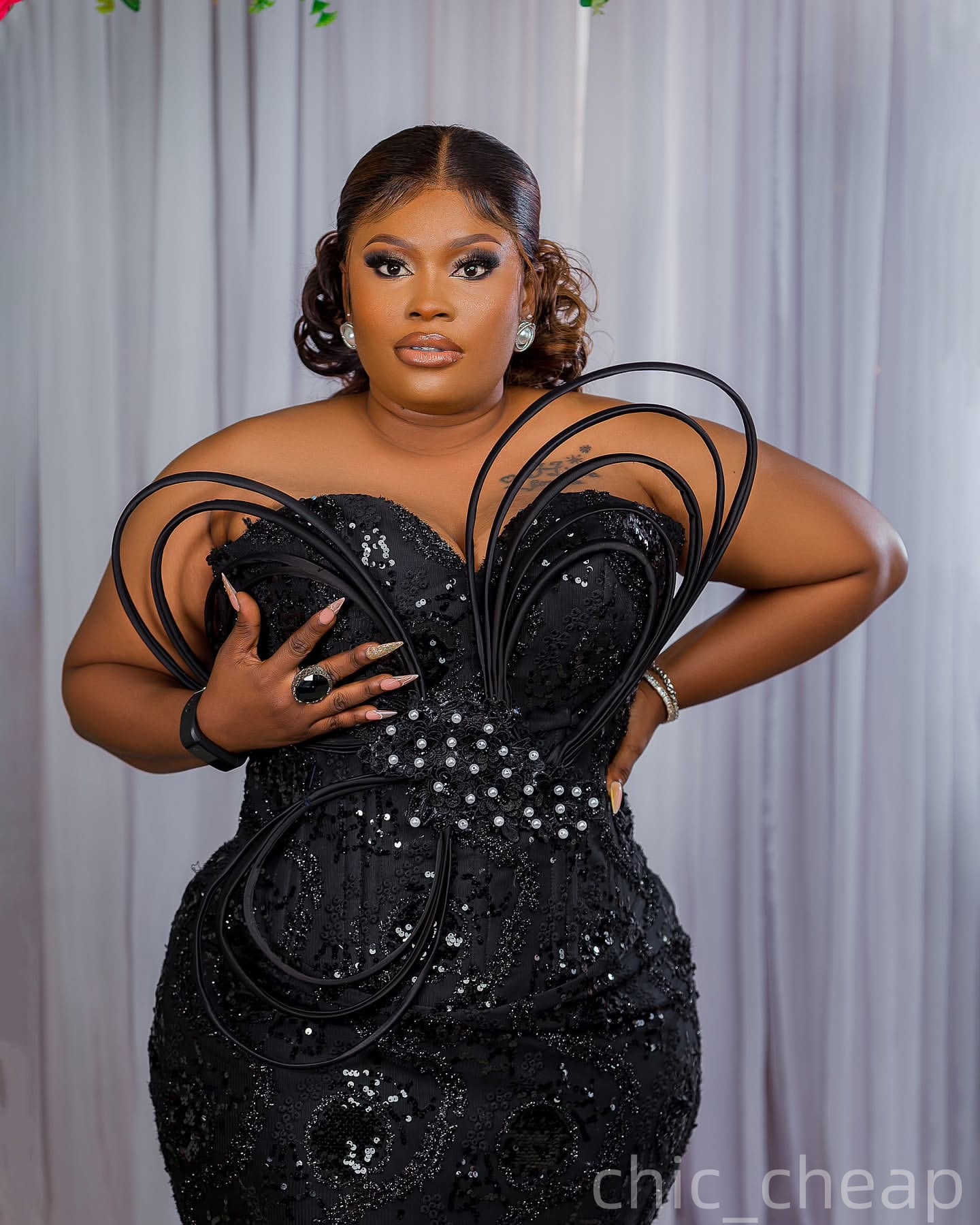 Mermaid Black Plus Size Prom Dresses 2025 Sequined Lace Crystals Stylish Evening Formal Party Second Birthday Engagement Gowns Dress For Special Occas