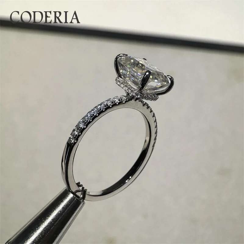 4CT Emerald Moissamite 925 Sterling Silver Ring Plated 18K White Gold D Color VVS Diamond Finger Band Jewelry Gift For Women