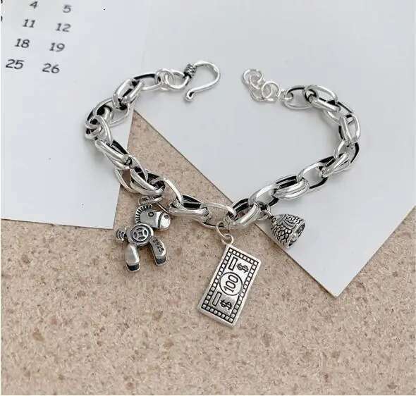 Personality Lovely Horse Fish Head & Dollar Tag Thai Sier Ladies Bracelet Jewelry Women Cheap Gifts