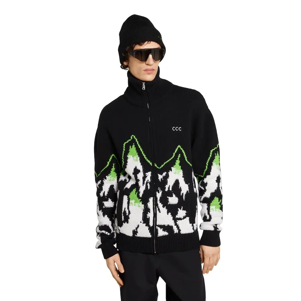 designer men's sweaters round neck knitted sweaters casual sportswear versatile wool knitted sweaters Inlaid wool jacquard zipper jacket knitted wool pullover