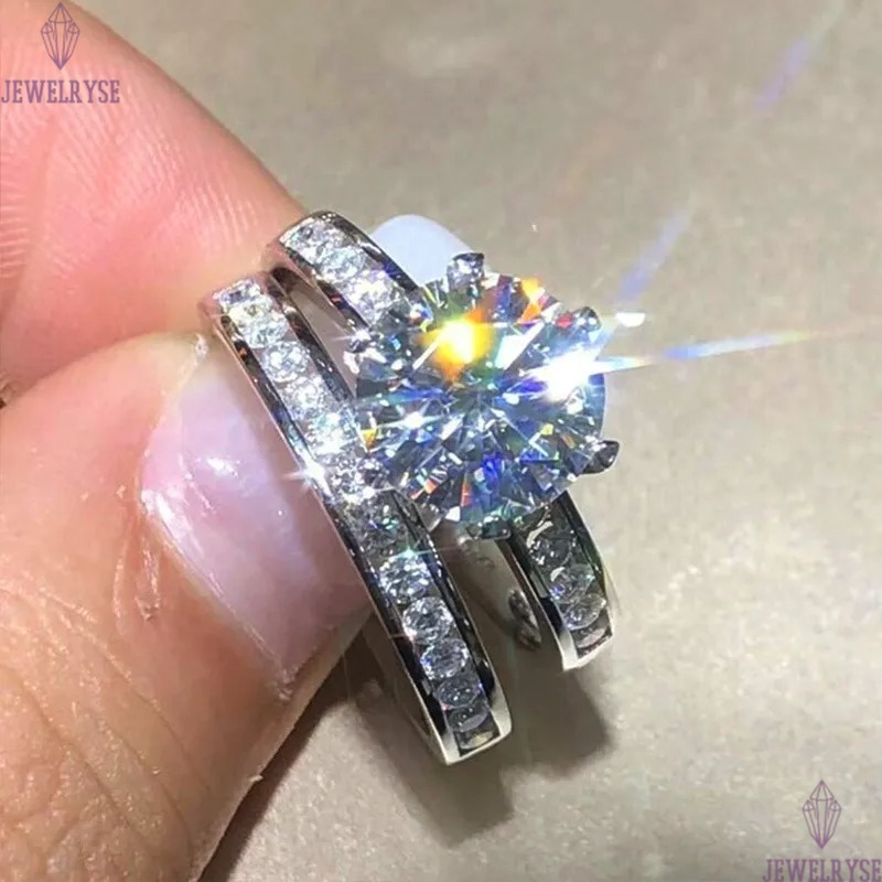 2024 Choucong Six Claw Wedding Rings Classical Jewelry 925 Sterling Silver Fill Large Round Cut 5A Cubic Zircon CZ Diamond Women Couple Bridal Ring Se