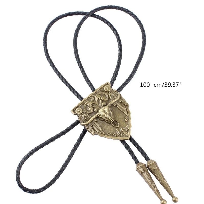 Halloween Punk Bolo Tie for Men Carnivals Necktie Carved Skull Buckle Decors Bolo Tie Year Gift for Men 250430