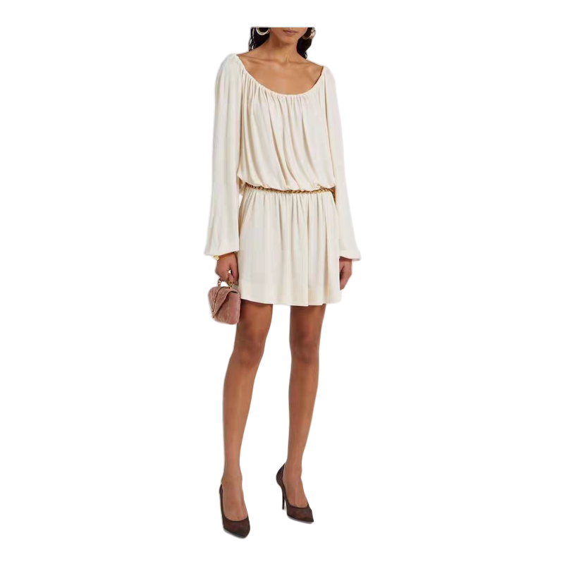 Y S L Paris 2025 Silk Greek goddess dress Fashion Week Show Customized Fashion Tailored clothing womens Fashion Paris.M354