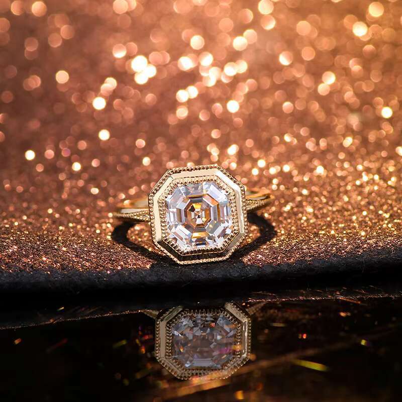 4ct Lab Grown Engagement Wedding Asscher Cut Solitaire 14k Gold Fine Jewelry Igi Certified Dia Ring
