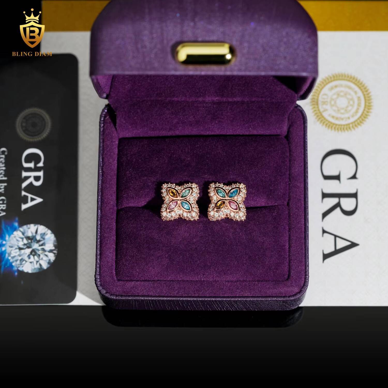 Hip Hop Earring VVS Iced Out Moissanite Diamond 15MM VVS Moissanite Earrings 925 Silver Stud Earrings