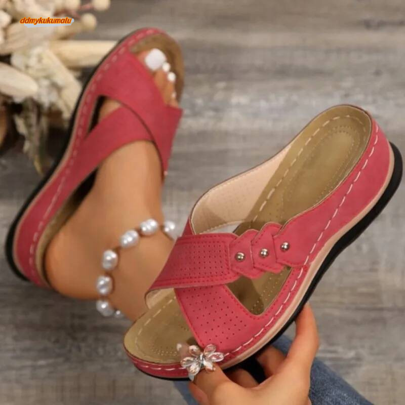 Women Summer Comfortable Sandals Slides Woman Wedge Ladies Shoes Non-Slip Footwear Female Slipper ddmykukumalu