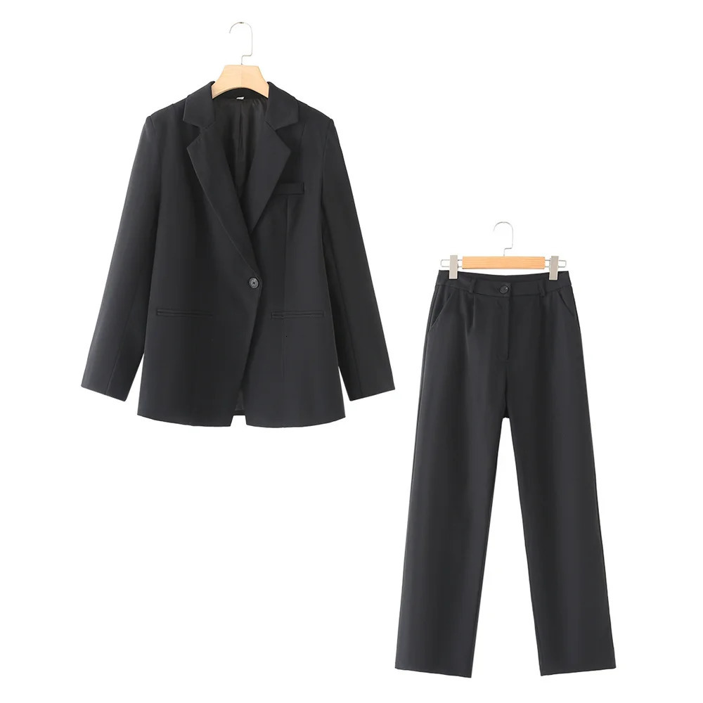 ZAR SpringSummer Womens Casual European and American Style Single Button Set Coat Pants 250530
