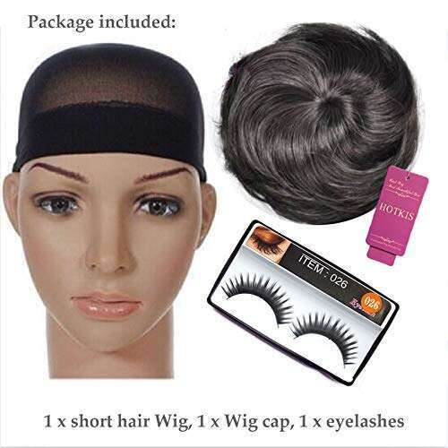 HOTKIS for Black Women Human Hair Pixie Cut Glueless Wig Short Wigs Natural Curly