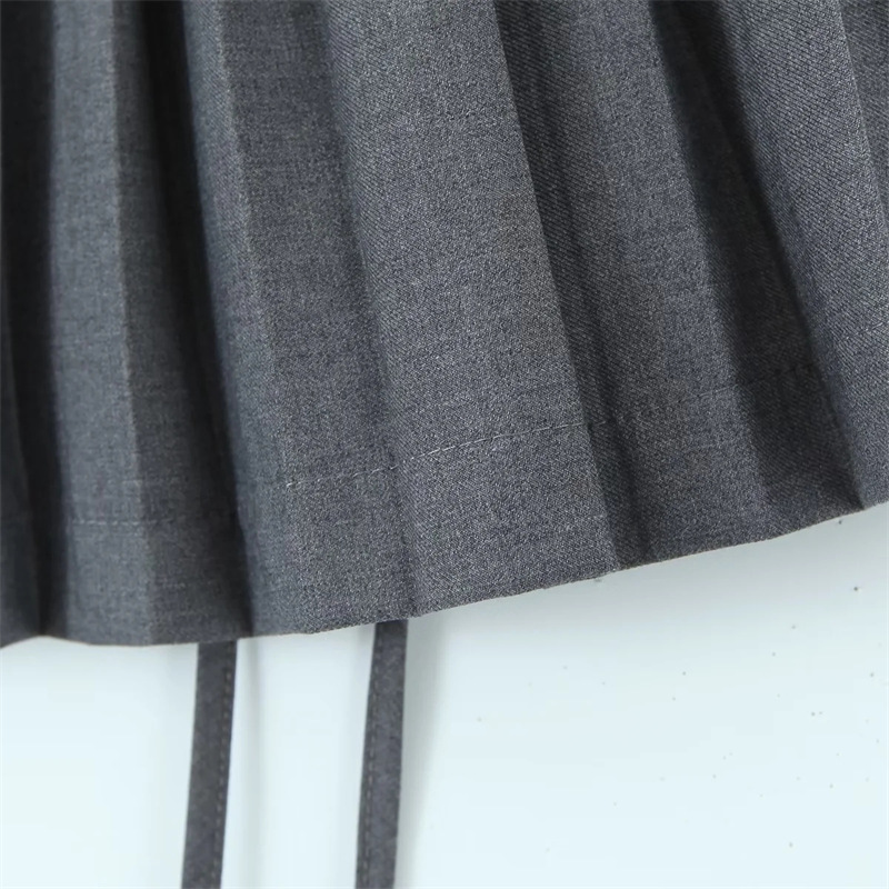 CNLONGBIDA Skirts Y2K Zipper Lace-up Mini Shorts Sashes Pleated Brown Grey White Blogger Streetwear Sexy Outfit Bottom