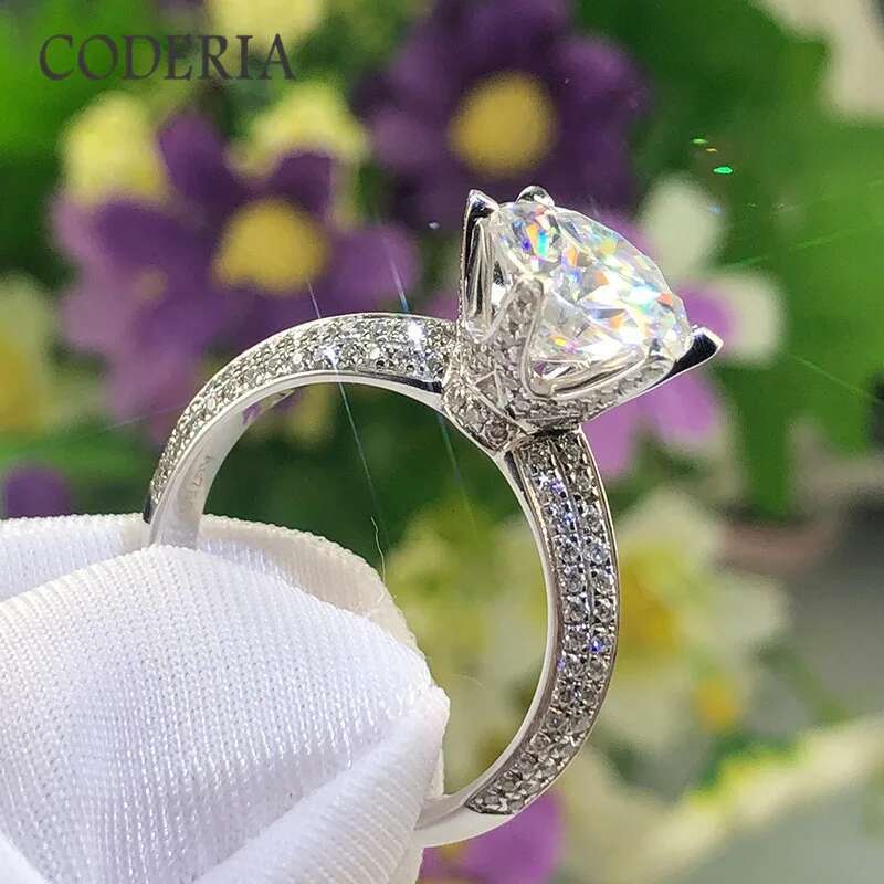 2 CT Diamond Engagement Ring Sterling Silver Certified D Color Moissanite Diamond Weddig Eternit Rings for Women Fine Jewelry