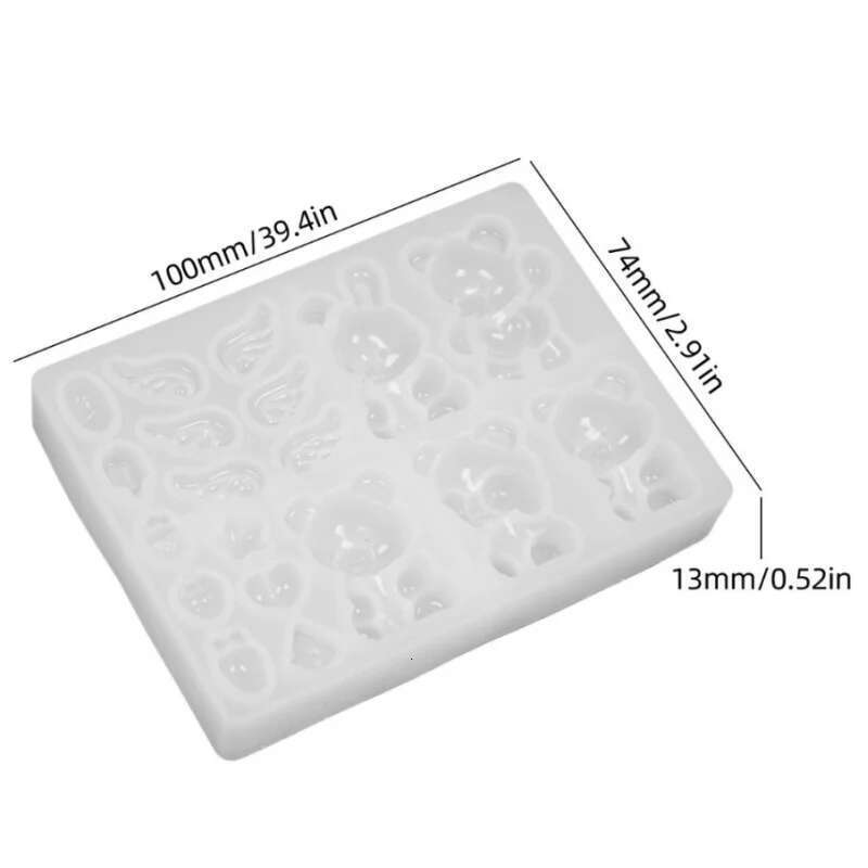 Bear Rabbit Animal Keychain Pendant Silicone DIY Crystal Sugar Chocolate Baking Decoration Epoxy Resin Mold Home Handicraft