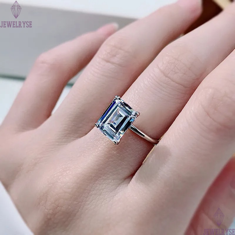 Choucong Brand Unique Wedding Rings Simple Fine Jewelry Pure 100% 925 Sterling Silver Emerald Cut Natural Moissanite Diamond Party Women Solitaire Rin