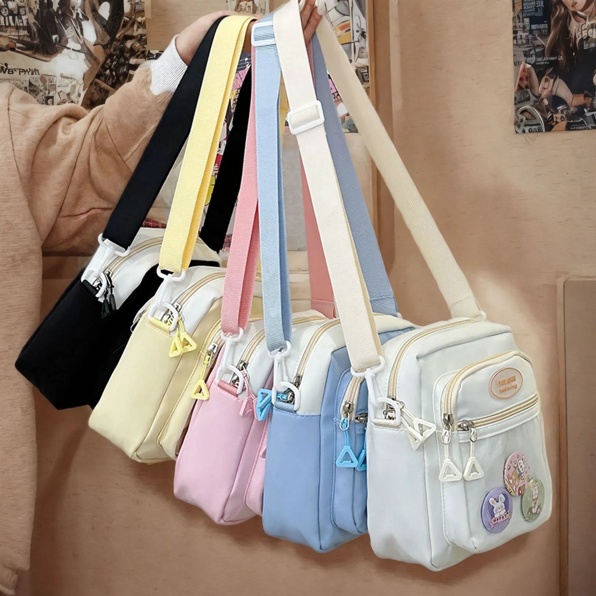 VCA01 Modern & Chic Women's Cotton Canvas Shouldersack Featuring a Cute Contrasting Palette