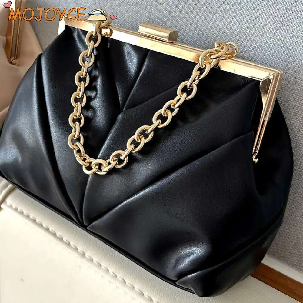High-end Banquet Dumpling Bags PU Fashion Chian Handbag Solid Classy Evening Clutch Purse Wedding Prom Party Clip Dinner Satchel