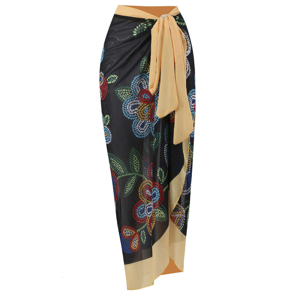 European and American one-piece women's tight fitting slimming retro printed strip steel support hard bag swimsuit chiffon long skirt 2025 new ca