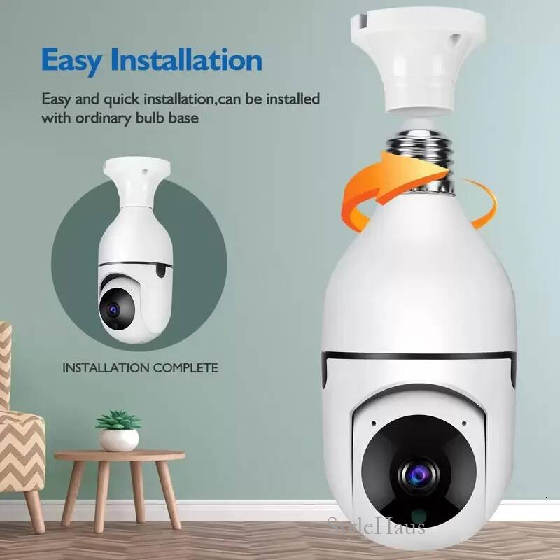 Wifi PTZ IP Cameras Remote HD 360 Viewing Security E27 Interface 1080P Wireless 360 Rotate Auto Tracking Panoramic Camera Light Bulb